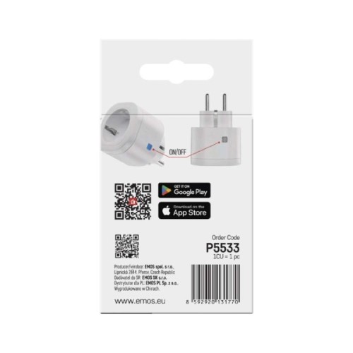 Розумна розетка WIFI P5533 GoSmart, ZigBee 3.0, IP44 EMOS (P5533)