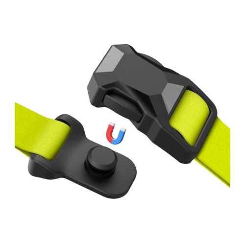 Нашийник для тварин WAUDOG Magnet c QR паспортом, магнітна пряжка-фастекс M лимонний (279526)