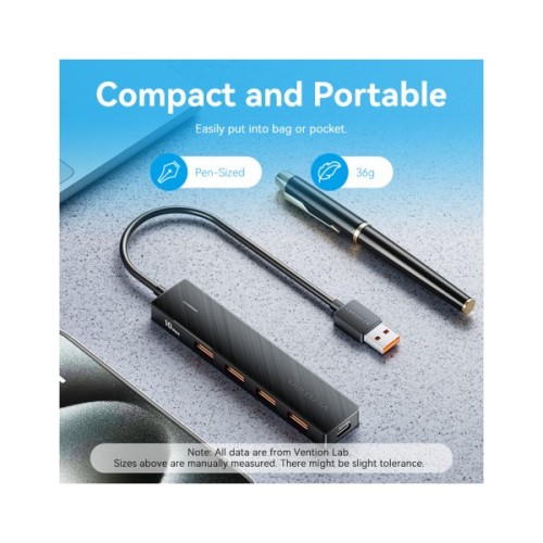 Концентратор Vention USB to 4xUSB 3.2 Gen2 + USB-C 10Gbps 0.15m black (CHOBB)