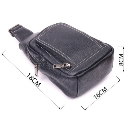 Сумка Vintage Через плече з натуральної шкіри Чорна (21284)