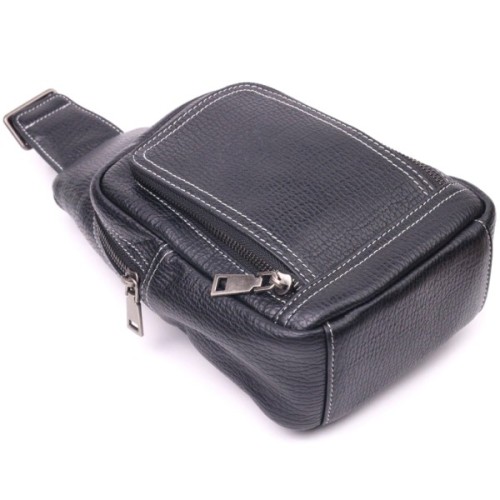 Сумка Vintage Через плече з натуральної шкіри Чорна (21284)