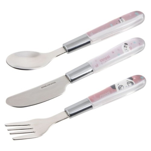 Набір дитячого посуду Lovi EXOTIC ANIMALS столові прибори з нержавіючої сталі, рожеві (9/477_pin2)