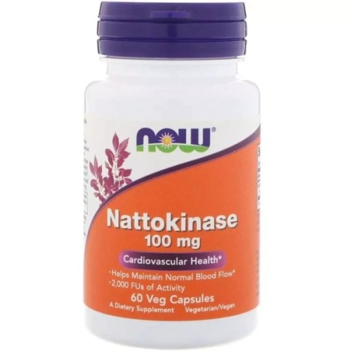 Вітамінно-мінеральний комплекс Now Foods Наттокіназа, 100 мг, Nattokinase, 60 вегетаріанських капсул (NF3140)