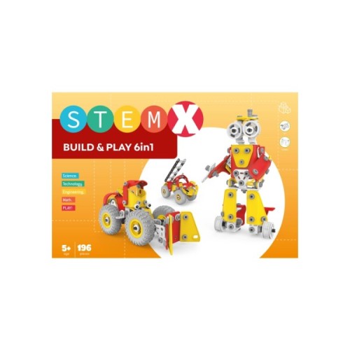 Конструктор Stem з болтами Build&Play 6 в 1 на 196 деталей (3858894673285)