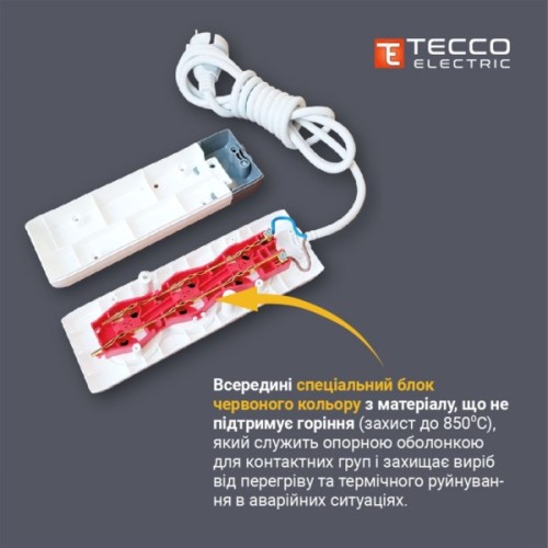 Мережевий подовжувач TECCO 2м 2 поста white (8681277841088)