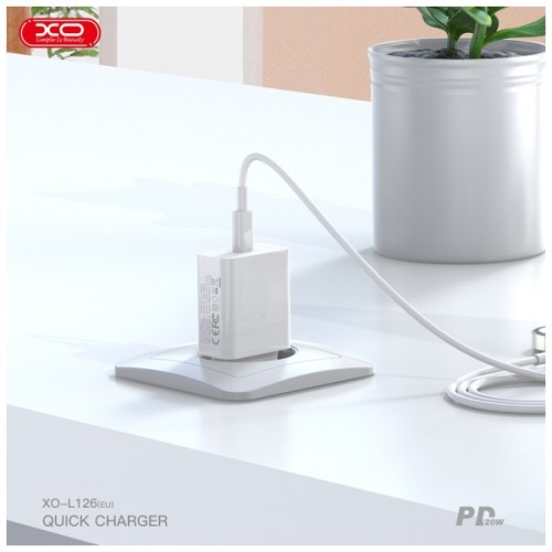 Зарядний пристрій XO L126 20W USB-C PD White (L126_White)