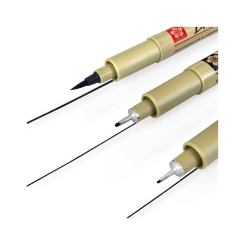 Лайнер Sakura Набір Pigma Micron 2 шт (0.1/0.5) + 1 лінер-пензель Pigma Brush Чорний, у блістері (8712079441685)