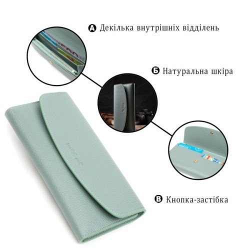 Гаманець Tony Bellucci З натуральної шкіри Сіро-зелений (21968)