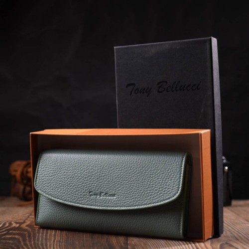 Гаманець Tony Bellucci З натуральної шкіри Сіро-зелений (21968)