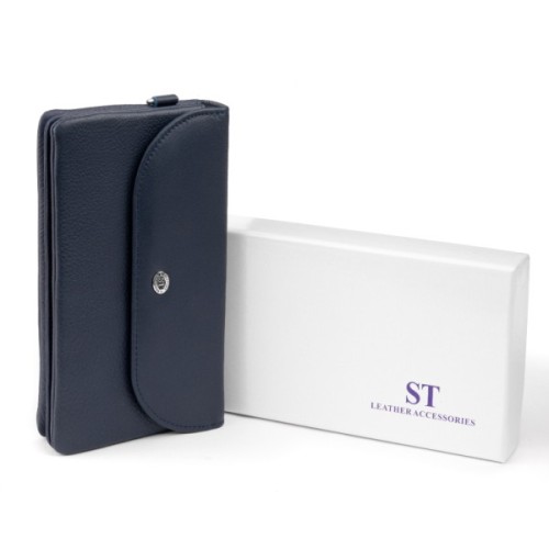 Гаманець ST Leather Зі шкіри Темно-синій (19317)