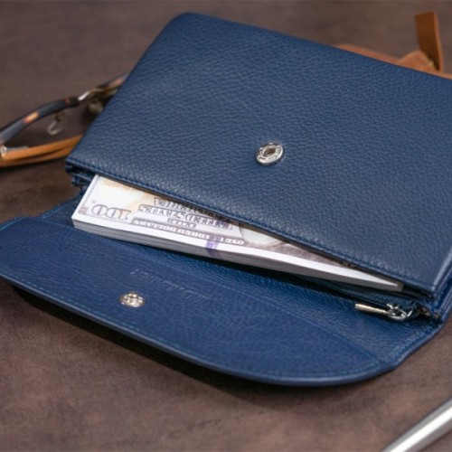 Гаманець ST Leather Зі шкіри Темно-синій (19317)