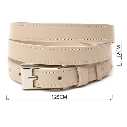 Ремінь Grande Pelle Тонкий жіночий шкіряний Бежевий (11447)
