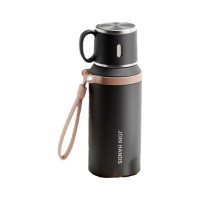 Термос Merlion з чашкою та ситечком 0,6 л, чорний (TermTea-600Black)