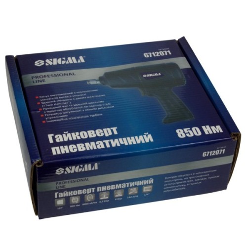 Гайковерт Sigma Profi 1/2" 850Нм 7000об/хв 142л/хв 8бар (6712071)