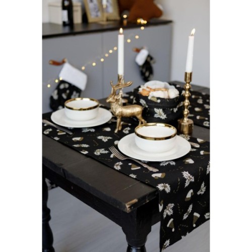 Доріжка на стіл Прованс Шапочки на чорному 40х140 см (036444)