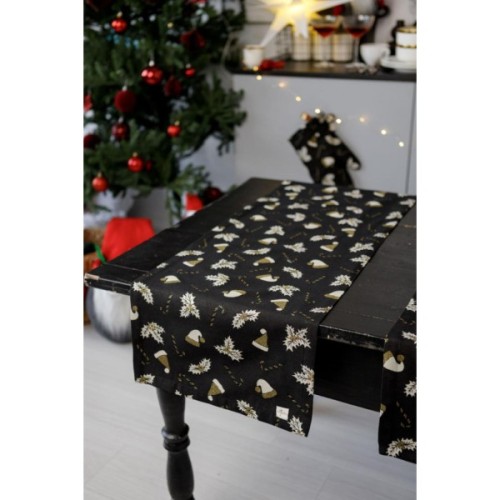 Доріжка на стіл Прованс Шапочки на чорному 40х140 см (036444)