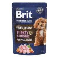 Вологий корм для собак Brit Premium Fillets in Gravy Turkey & Carrots Puppy 85 г (8595602572458)