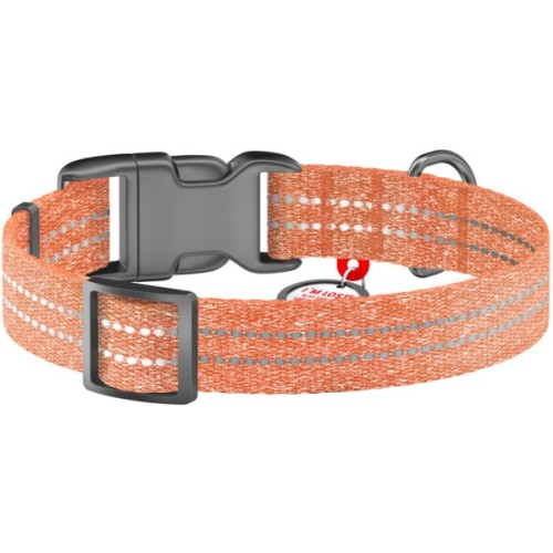 Нашийник для тварин WAUDOG Re-cotton з QR паспортом світловідбивний Ш 25 мм Д 33-49 см помаранчевий (02924)