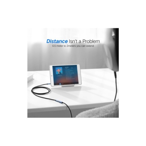 Кабель мультимедійний 3.5mm M to 3.5mm F 2.0m AV118 blue Ugreen (40675)