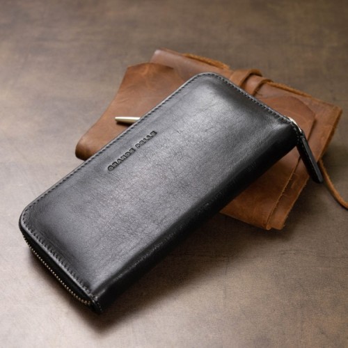 Гаманець Grande Pelle На блискавці Чорний (11562)