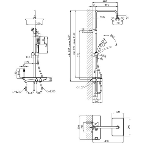 Душовий гарнітур Kroner Armada-W066 + змішувач Armada-C010 (CVS30222)