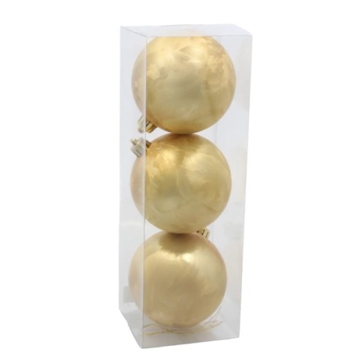 Ялинкова іграшка Chomik пластикові кульки 3 шт, 8см, золотисті (5900779893870_2)