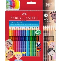 Олівці кольорові Faber-Castell GripSkin tonesакварельних 18 кольорів + 6 шт різних відтінків шкіри (112819) (32522)