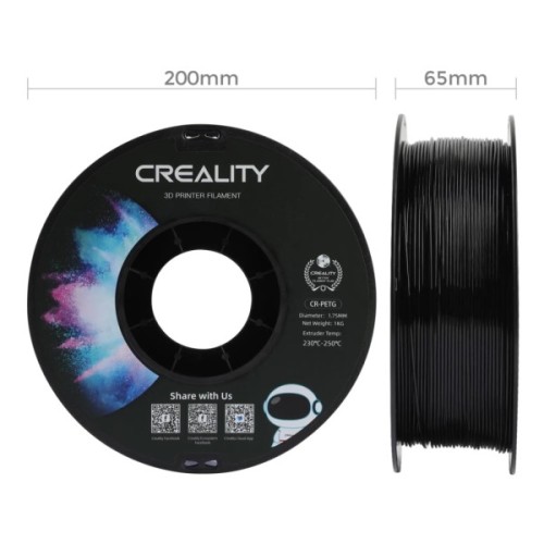 Пластик для 3D-принтера Creality PETG 1.75мм, black, 1кг (3301030035)