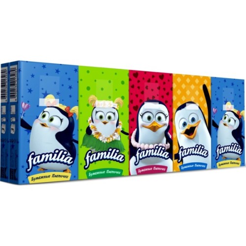 Серветки косметичні Familia 3 шари 10 пачок по 10 шт. (8690536063284)