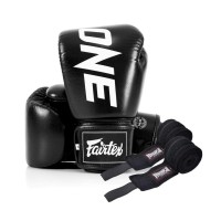 Боксерські рукавички Fairtex BGV1-ONE (натуральна шкіра) Black 14 унцій (бинти в комплекті) (BGV1-ONE_14oz_Black)
