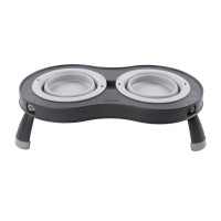 Посуд для собак Dexas Миска подвійна на складній підставці 240 мл світло-сіра (0084297309008)