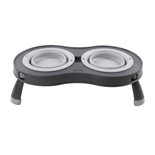 Посуд для собак Dexas Миска подвійна на складній підставці 240 мл світло-сіра (0084297309008)