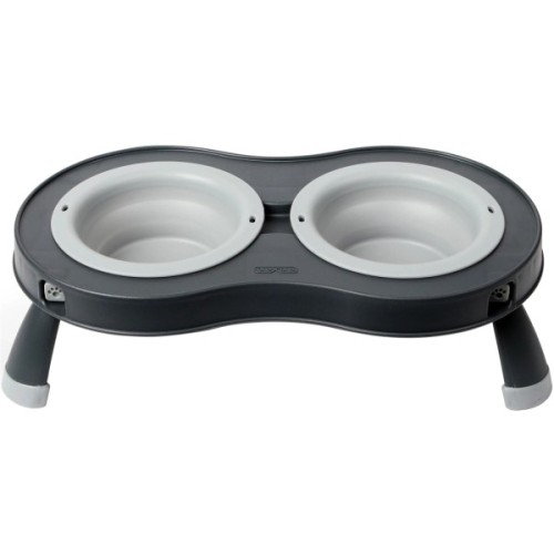 Посуд для собак Dexas Миска подвійна на складній підставці 240 мл світло-сіра (0084297309008)