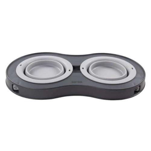 Посуд для собак Dexas Миска подвійна на складній підставці 240 мл світло-сіра (0084297309008)