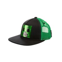 Кепка Jinx Minecraft - Creeper Sequin Youth Snapback Green (JINX-10305)
