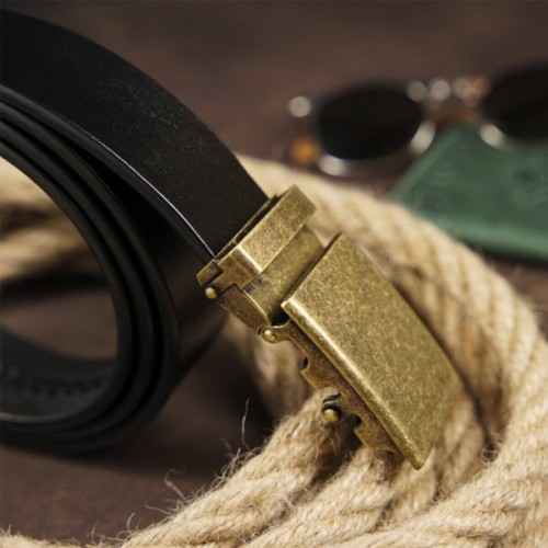 Ремінь Vintage Чоловічий з пряжкою латунь Чорний (20263)