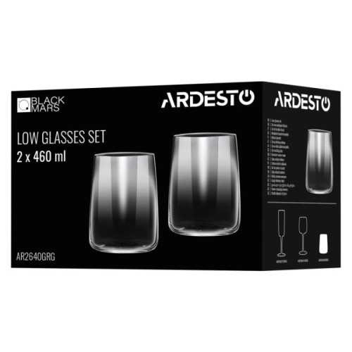 Набір склянок Ardesto Black Mars Mira 460 мл, 2шт, скло, сірий (AR2640GRG)