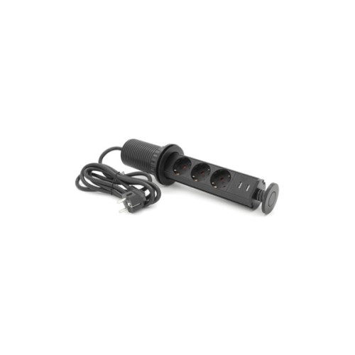 Мережевий фільтр живлення Voltronic 3 Роз, 2USB, 16А, 250V, 2м, Black (D06-FU03)
