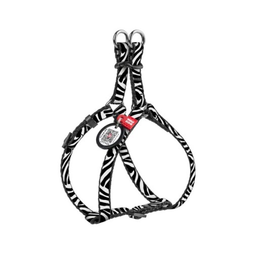 Шлея для котів WAUDOG Nylon з QR паспортом "Зебра" пластиковий фастекс XS (319-0055)