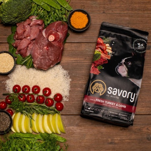 Сухий корм для собак Savory Small Breed rich in Fresh Turkey and Lamb 3 кг (4820232630358)