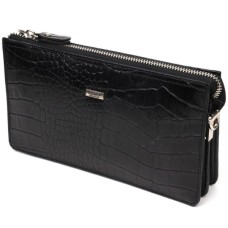 Гаманець Bond Accessories На два відділення з натуральної шкіри Чорна (22044)