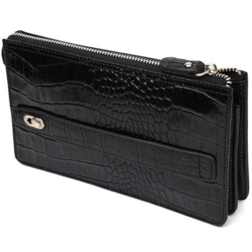 Гаманець Bond Accessories На два відділення з натуральної шкіри Чорна (22044)