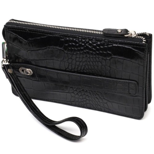 Гаманець Bond Accessories На два відділення з натуральної шкіри Чорна (22044)