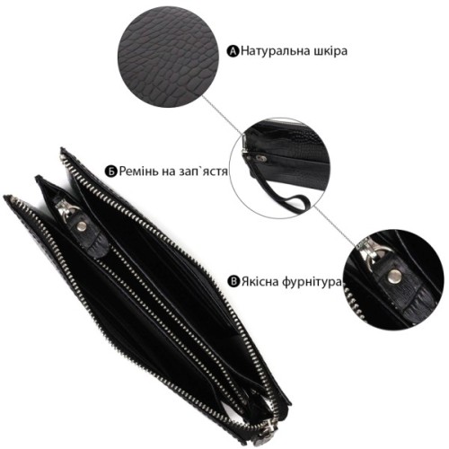 Гаманець Bond Accessories На два відділення з натуральної шкіри Чорна (22044)