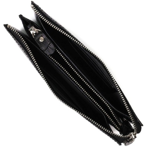 Гаманець Bond Accessories На два відділення з натуральної шкіри Чорна (22044)