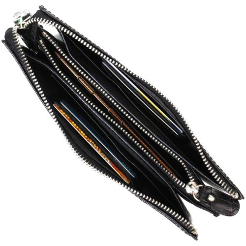 Гаманець Bond Accessories На два відділення з натуральної шкіри Чорна (22044)