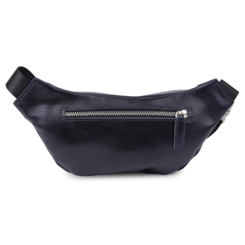 Сумка Grande Pelle Шкіряна бананка унісекс Синя (11569)