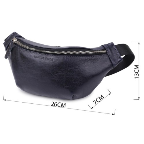 Сумка Grande Pelle Шкіряна бананка унісекс Синя (11569)