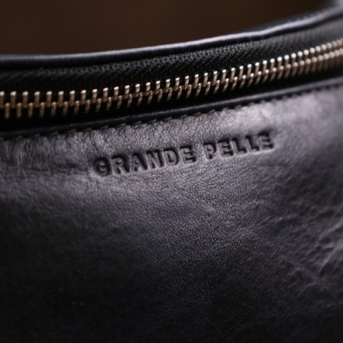 Сумка Grande Pelle Шкіряна бананка унісекс Синя (11569)