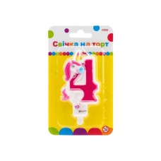 Свічка Maxi двостороння "4" із зображенням єдинорога висотою 7,62 см (MX622066-4)